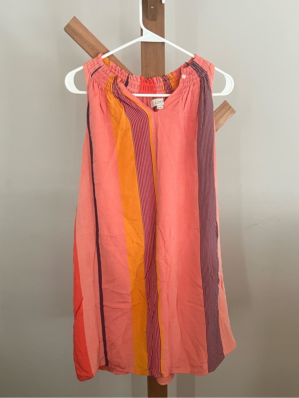 LOFT Coral Tank with Yellow and Purple Stripe Details